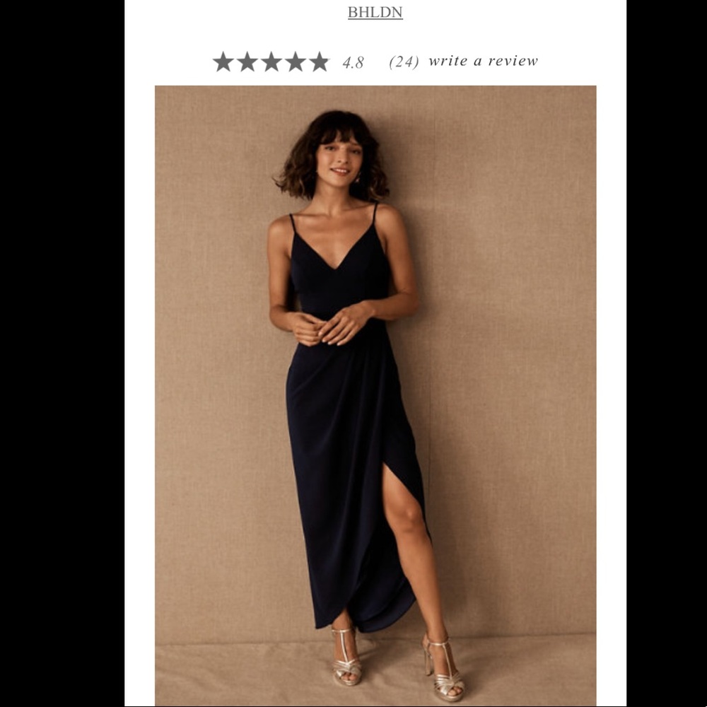 BHLDN Caron V-Neck Crepe Dress
